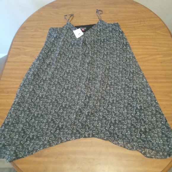 Vince Camuto Dress Womens Medium Black/Grey Strappy Lined V-Neck Chiffon Ladies - Picture 1 of 4